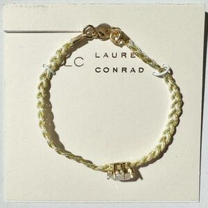 Gold Tone MOP Stone Braided BRACELET by LC LAUREN CONRAD White NEW NOS The Hills